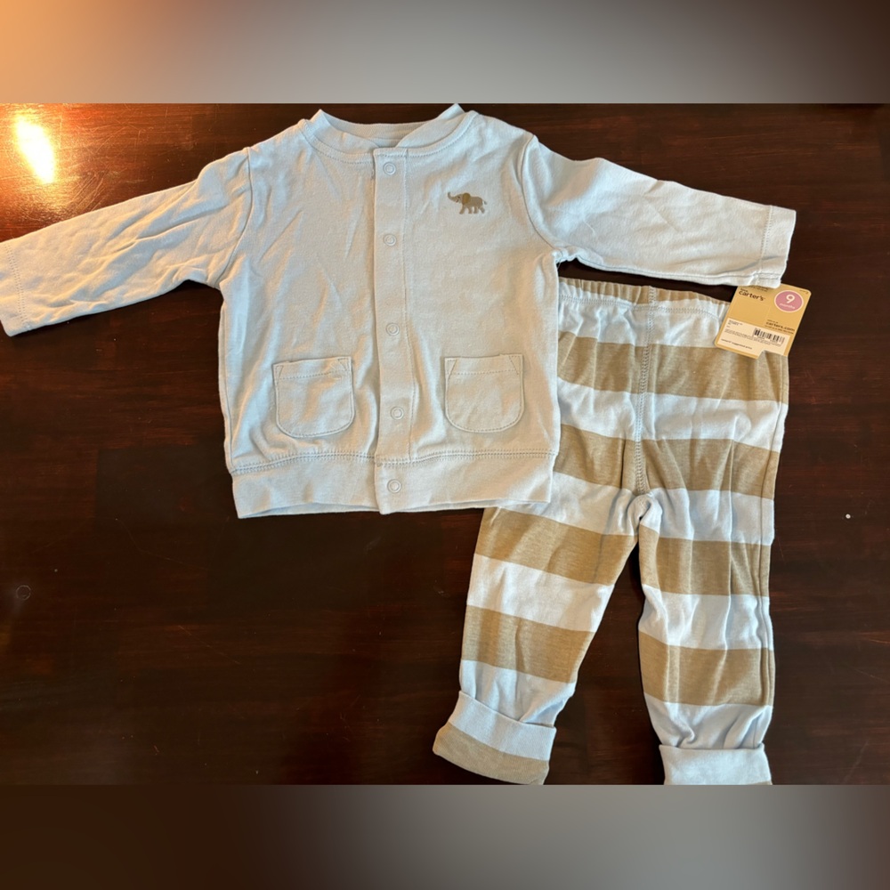 NWT 2 piece boys size 9 months cardigan and pull on pants